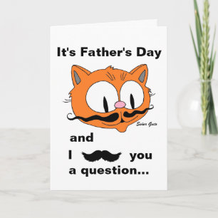 Carte Carton Mustache Chat Funny Fête des pères Card