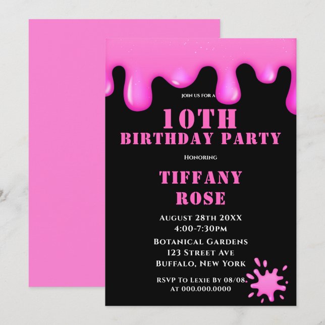 Carte Cartons d'invitation à la fête d'anniversaire de 1 (Devant / Derrière)