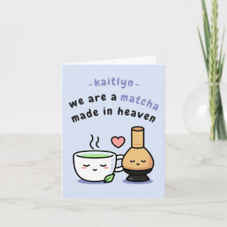 Carte Cartoon Blue Matcha Teacup Nom Anniversaire