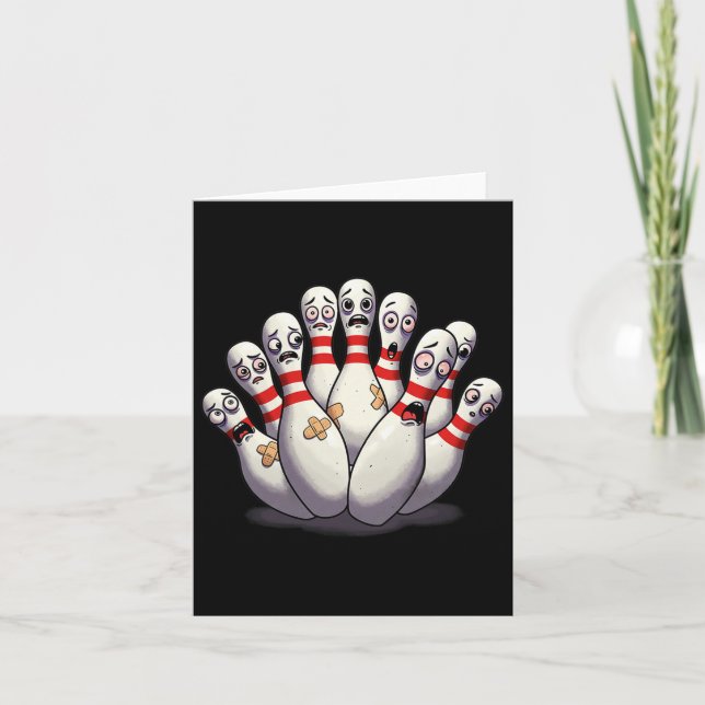 Carte Cartoon Bowling Peur Bowling Pins Drôle Sport Bo (Devant)
