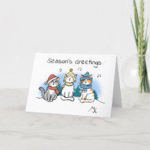 Cartoon Cat Christmas Carollers Vœux de la saison