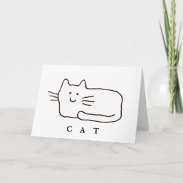 Carte Cartoon Cat Doodle Line Art Folded Greeting Card