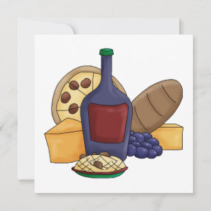 Carte Cartoon Cuisine Italienne Pâtes Pain Fromage au vi