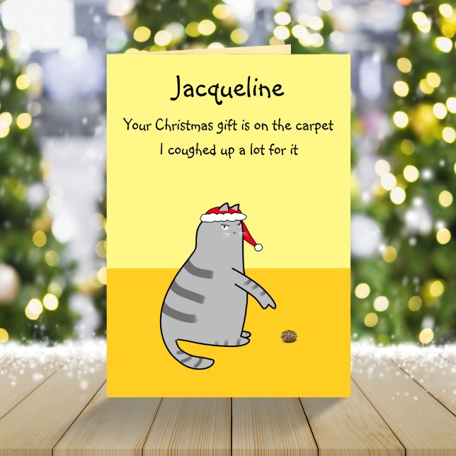 Carte Cartoon de chat amusant personnalisé Coughup Cadea (Créateur téléchargé)