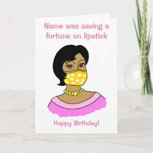 Carte Cartoon drôle Visage Masque Lipstick Cheveux foncé