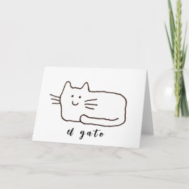 Carte Cartoon El Gato Cat Doodle Line Drawing Card