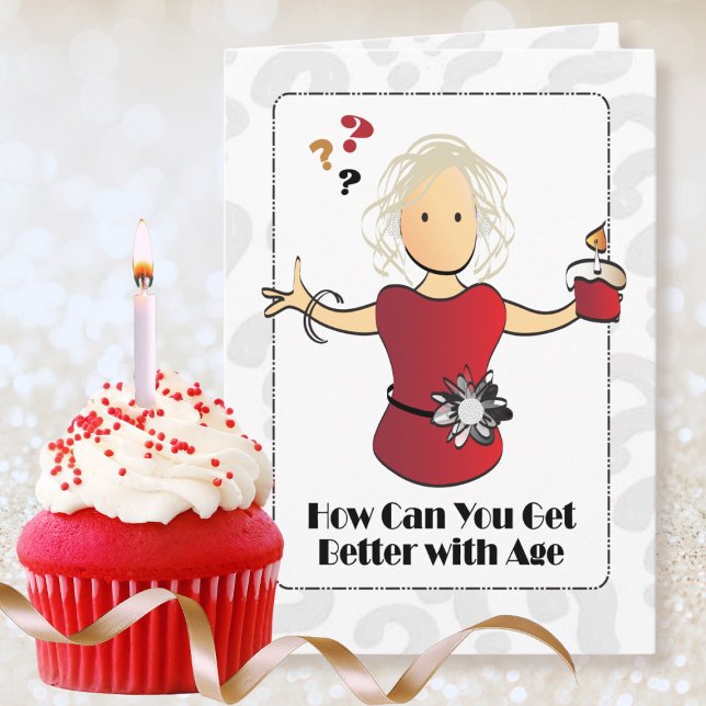 Carte Cartoon féminin 80e anniversaire mignon doux humor (Créateur téléchargé)