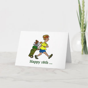 Carte Cartoon Golfer avec Tan Lines Funky Birthday Card