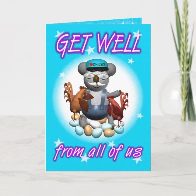 Carte Cartoon Koala Chicken Get Well Card (Devant)