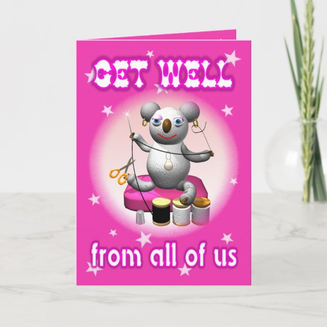 Carte Cartoon Koala Obtenez bien Seamtress (Devant)