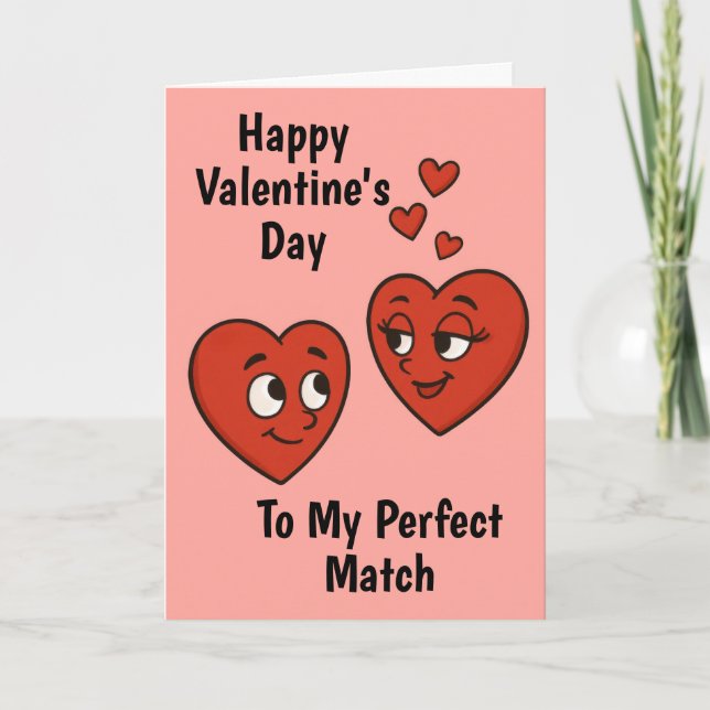 Carte Cartoon mignon Coeurs Amoureux Saint Valentin (Devant)