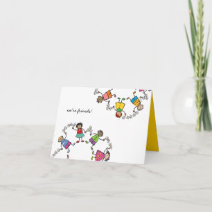 Carte Cartoon mignonne de heureux amis enfants dans le m