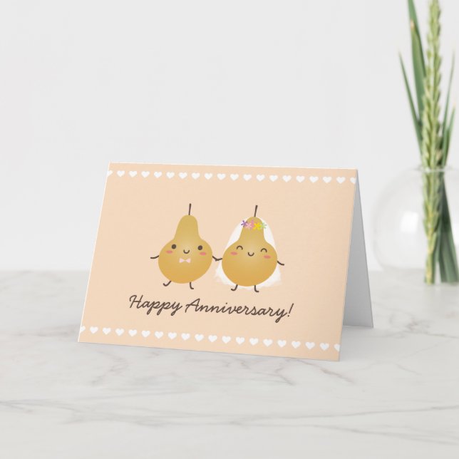 Carte Cartoon Perfect Pear Drôle Mignonne Couple Anniver (Devant)
