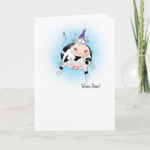 Carte Cartoon Springy Vache Woo-Hoo Anniversaire