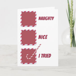 Carte Cases à cocher humour de Noël méchants ou gentils 