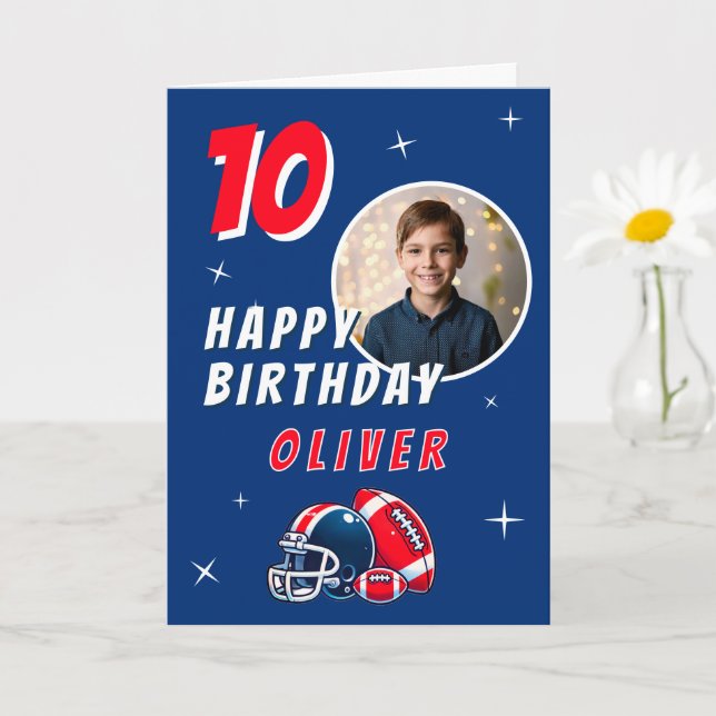 Carte Casque de balle de football Caricature Photo Anniv (Petite plante)