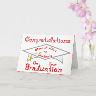 Carte Casquette blanc de 2e année Red Graduate Class 202