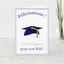 Carte casquette bleue - Félicitations en français