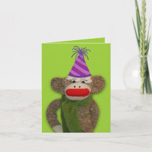 Carte Casquette d'anniversaire de Sock Monkey