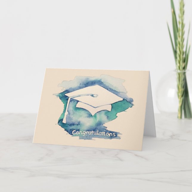 Carte Casquette de graduation aquarelle félicitations de (Devant)