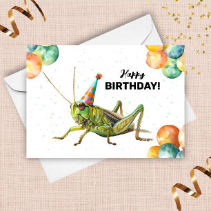 Carte Casquette de la fête de Grasshopper Aquarelle Joye