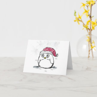 Carte Casquette de Noël aux oiseaux mignons