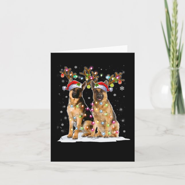 Carte Casquette de rennes malinois belge Père Noël Chris (Devant)