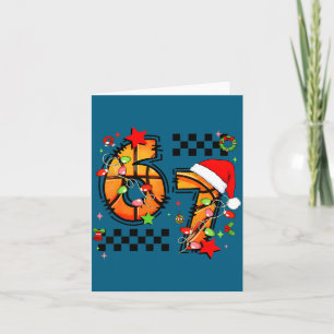 Carte Casquette de Santa Basket à carreaux 67 Noël Six S