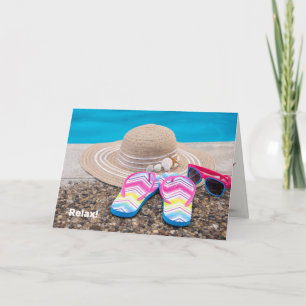 Carte casquette et tongs par anniversaire de piscine