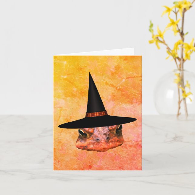 Carte Casquette Halloween pour sorcière de crapaud (Fleur jaune)
