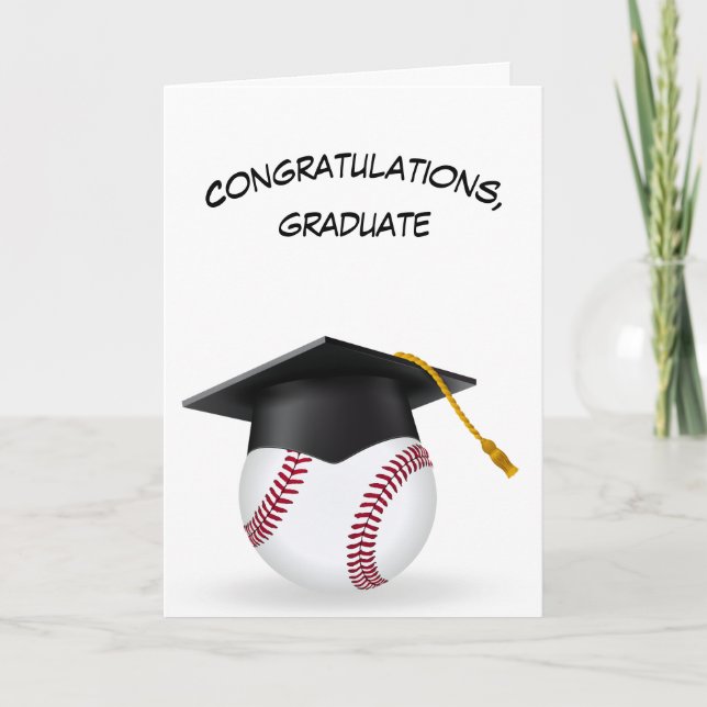 Carte Casquette noire de graduation sur un baseball (Devant)