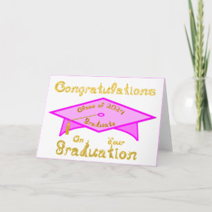 Carte Casquette rose de la classe d'or 2024 Casquette