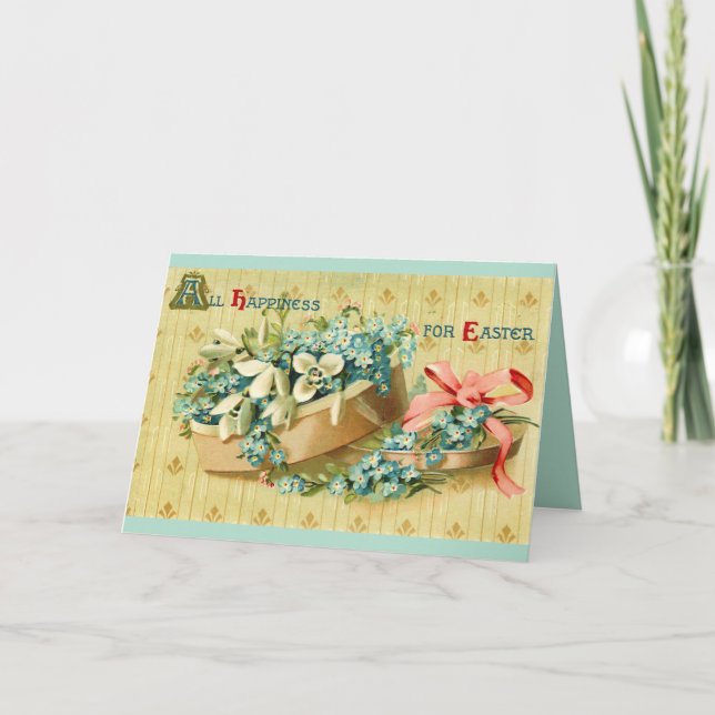 Carte Casquette vintage Fleurs de Pâques (Devant)