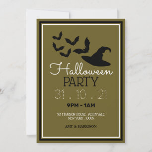 Carte Casquettes et chauves-souris, fête d'Halloween