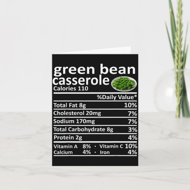 Carte Casserole de Haricot Vert Nutrition Faits Alimenta (Devant)
