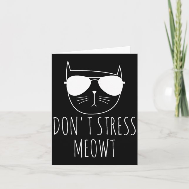 Carte Cat Design Funny Pun Don't Stress Meowt Funny Sayi (Devant)