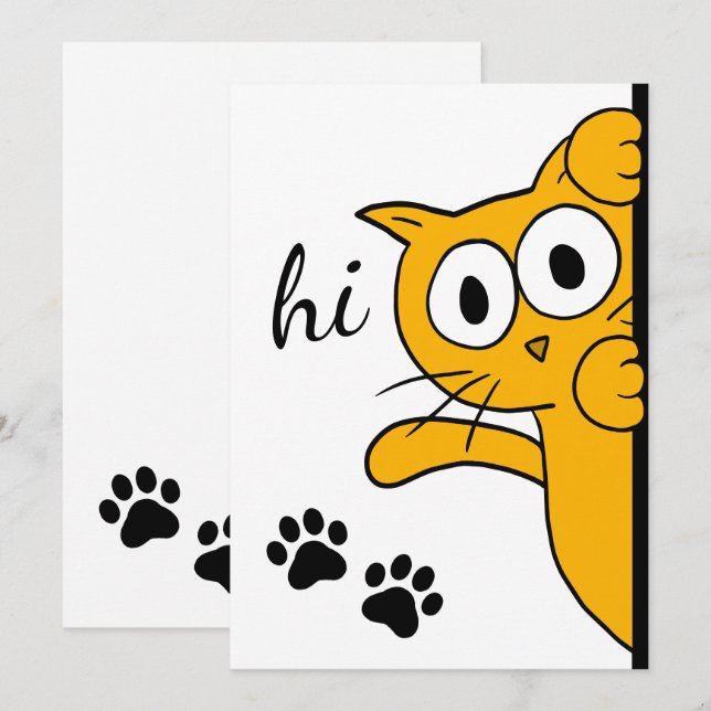 Carte Cat Dit Bonjour Apat (Devant / Derrière)