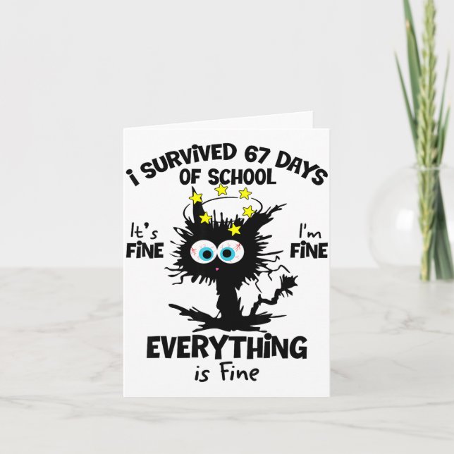 Carte Cat I Survived 67 Days Of School Teachers Students (Devant)
