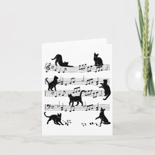 Carte Cat Kitty Jouer Musique Clef Piano Musicien Art