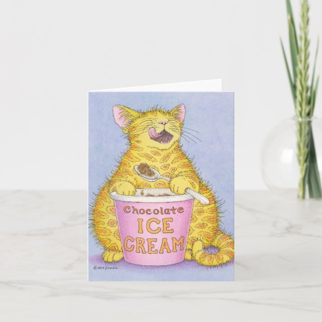 Carte CAT mangeant la crème glacée (Devant)