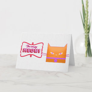 Carte Cat Meow Funny Pun Valentines Day
