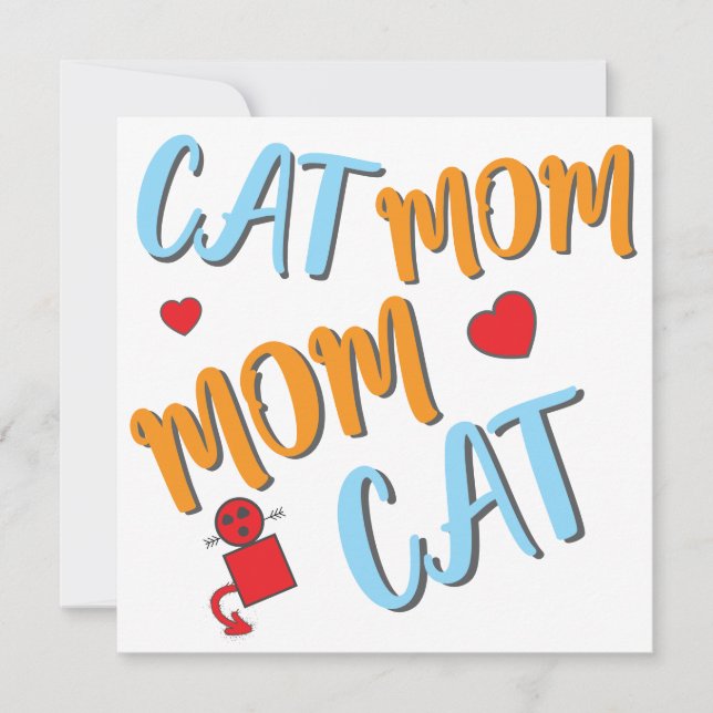 Carte Cat Mom Cute Feline avec personnalisation facultat (Devant)