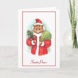 Carte Cat Père Noël Christmas par Louis Wain