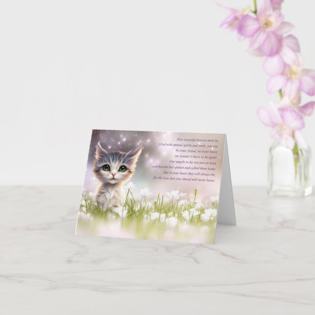 Carte Cat Pet Sympathy Spiritual Poem Kitten Flowers (Orchidée)