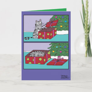 Carte Cat présent Joyeux Noël