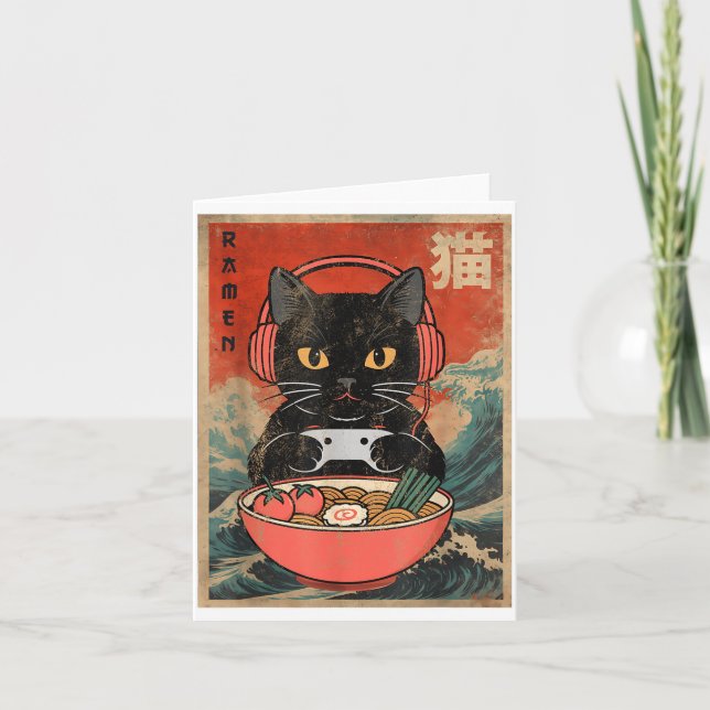 Carte Cat Ramen Japanese Funny Graphic Kawaii Anime  (Devant)