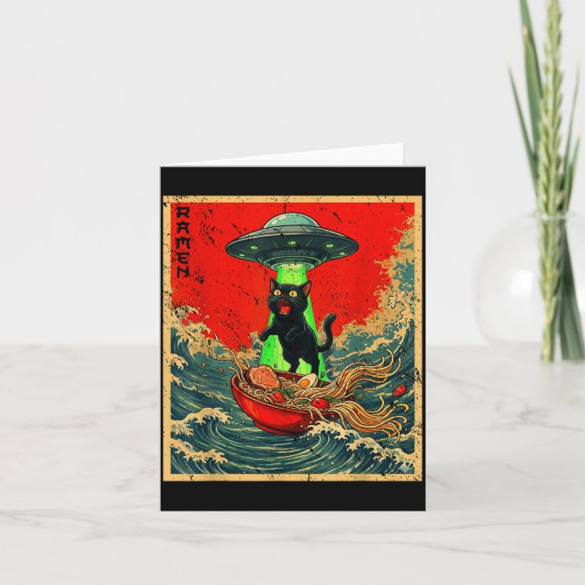 Carte Cat Ramen Ufo Japanese Anime Graphic Tees Men Wome (Devant)