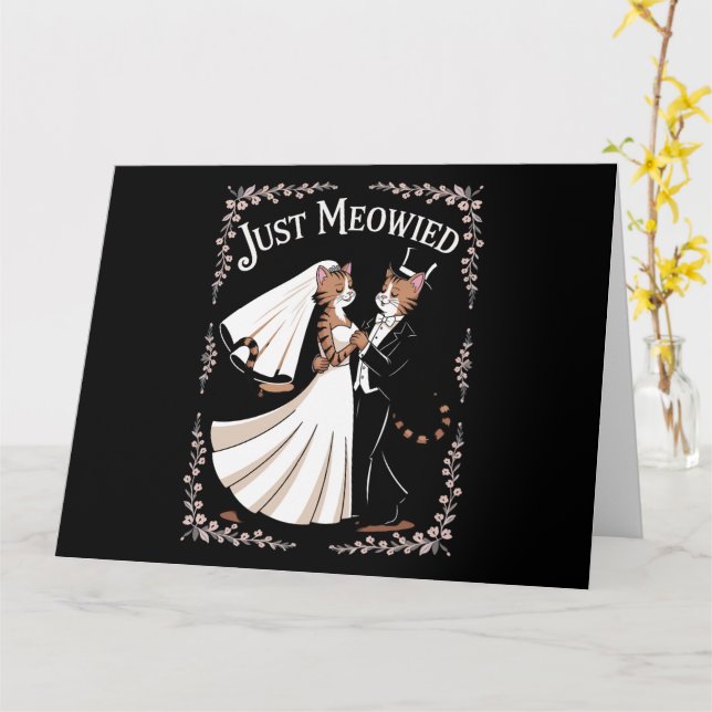 Carte Cat Royal Mariage Drôle Juste Marié Couples Danse (Fleur jaune)