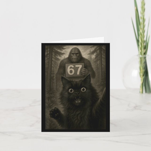 Carte Cat Selfie 67 Meme Six Seven Funny Bigfoot  (Devant)