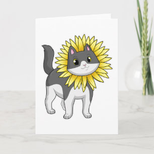 Carte Cat with sunflower